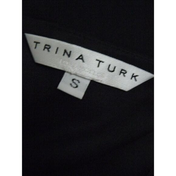 $268 Trina Turk Black Joyous Crepe Asymmetric Shift Dress Pockets Small NEW - Picture 12 of 12